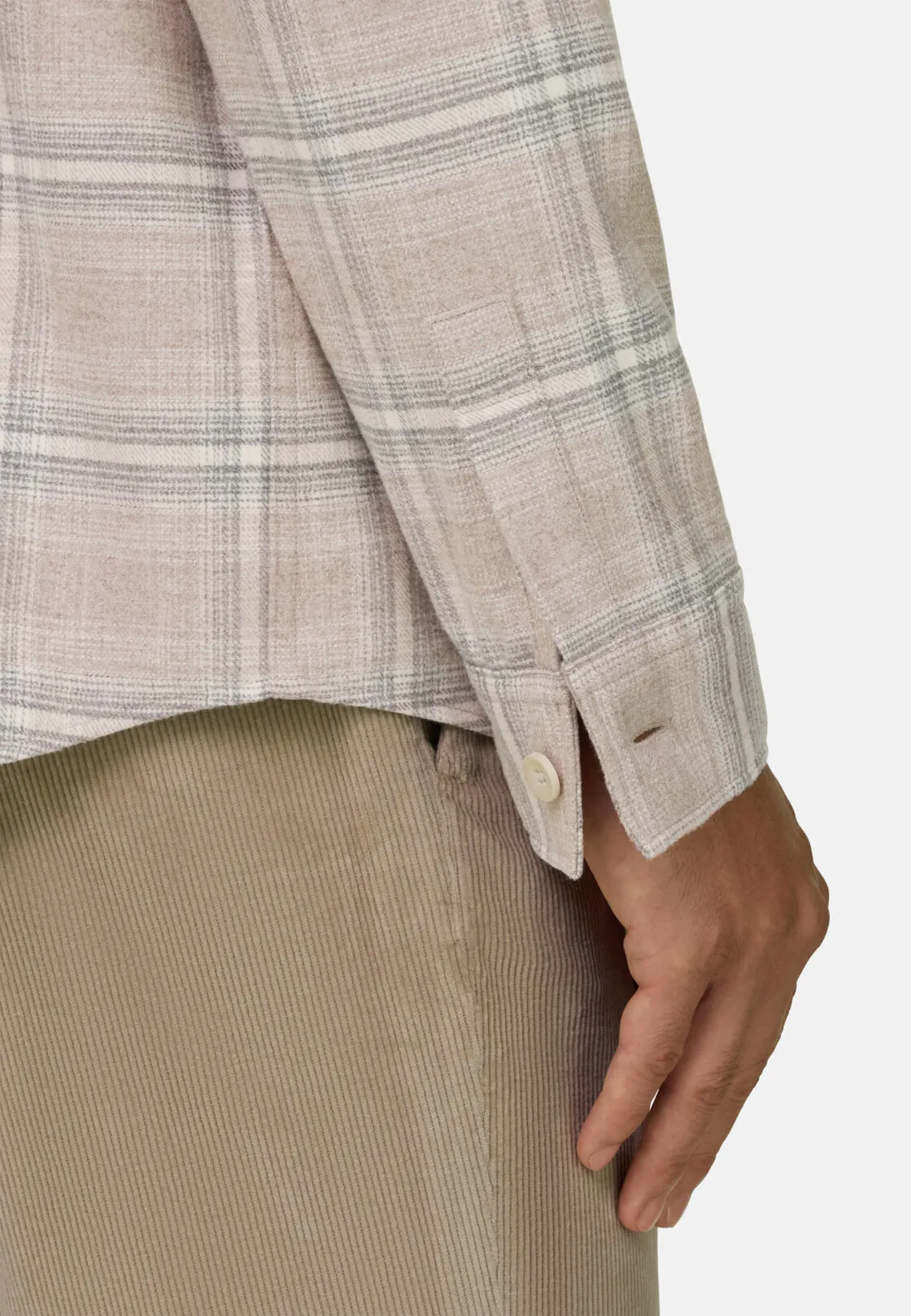 Boggi, Camicia Over A Quadretti In Flanella Di Cotone, Uomo, Beige, Taglia: XXL - immagine 4