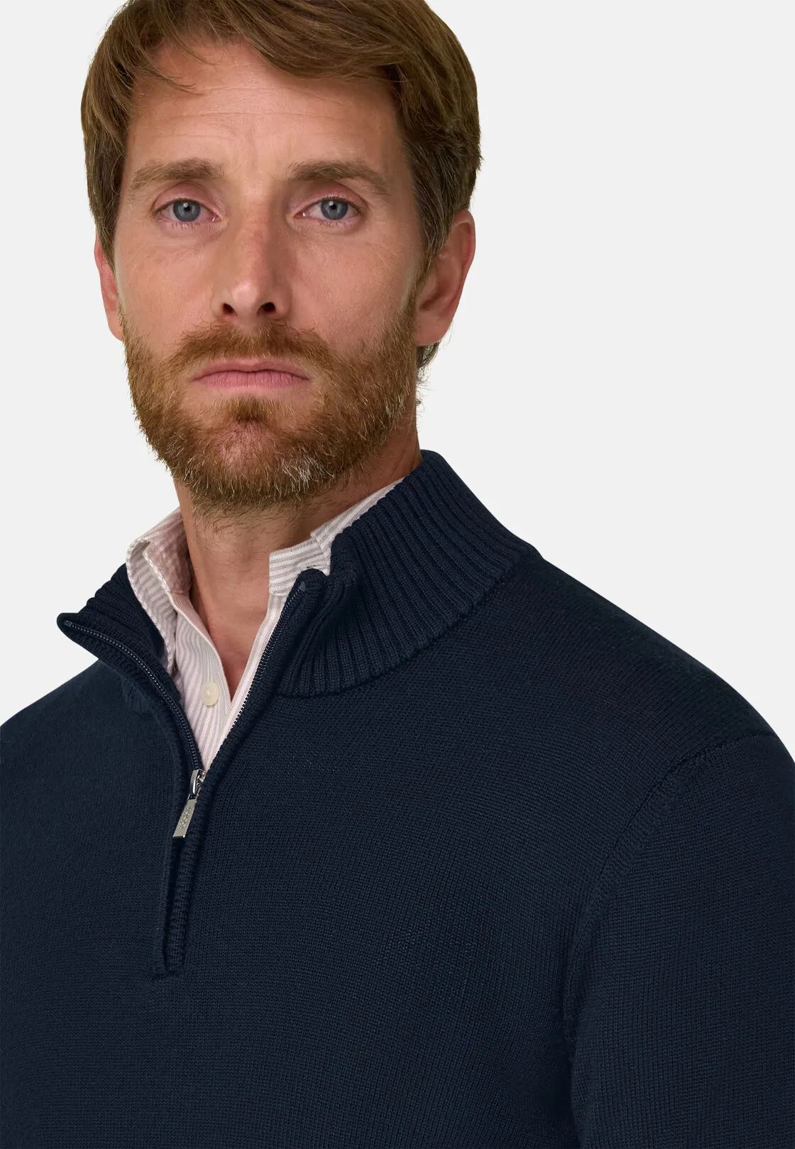 Boggi, Lupetto Mezza Zip In Lana Merino Superfine, Uomo, Navy, Taglia: XL - immagine 3