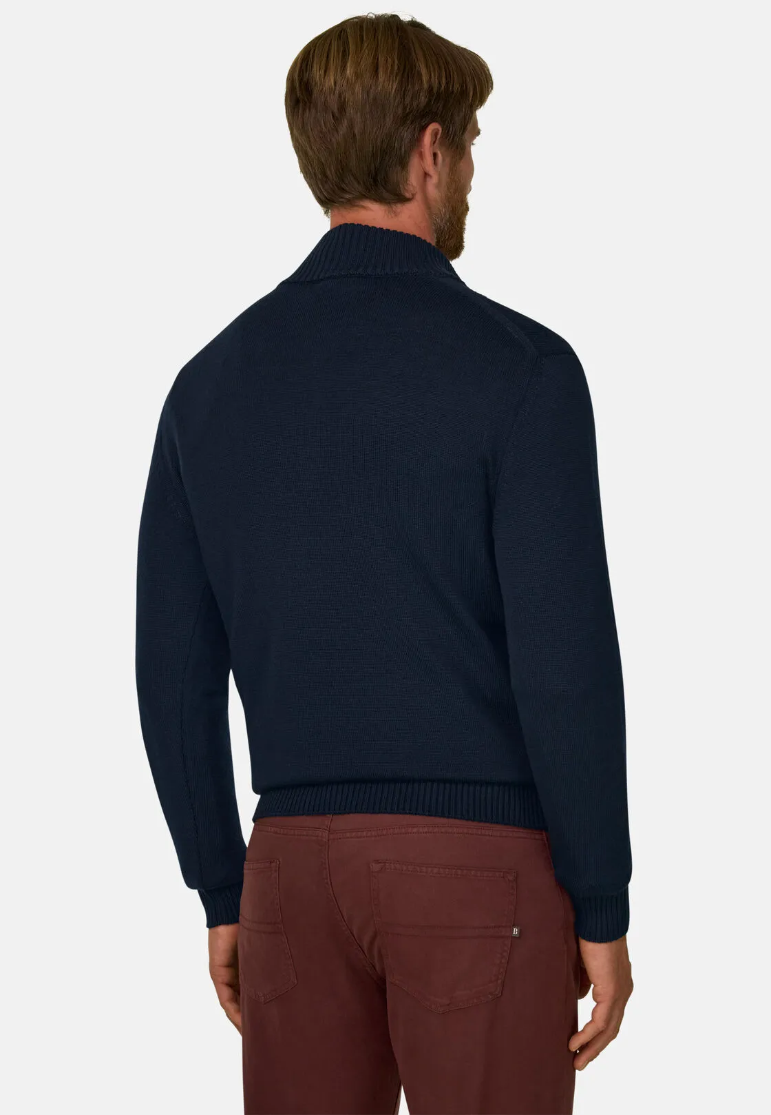 Boggi, Lupetto Mezza Zip In Lana Merino Superfine, Uomo, Navy, Taglia: XL - immagine 4