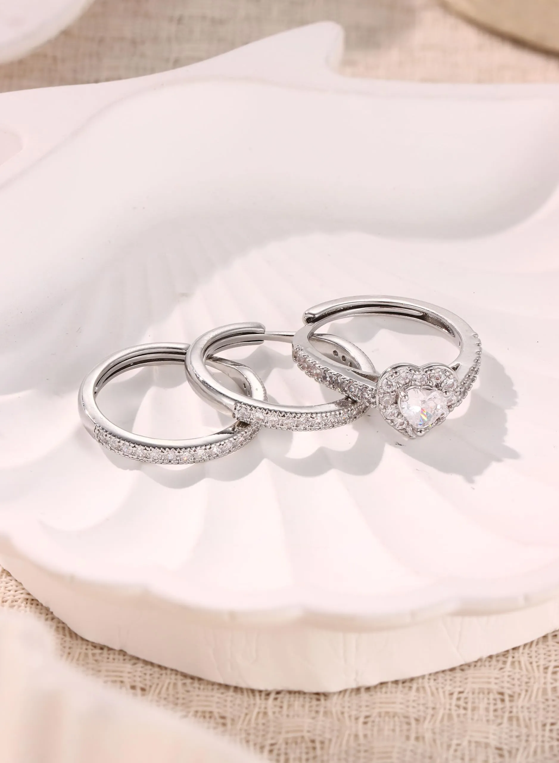 Lolias Cuore Anello Donna Color Argento Set Anelli Donna - immagine 7