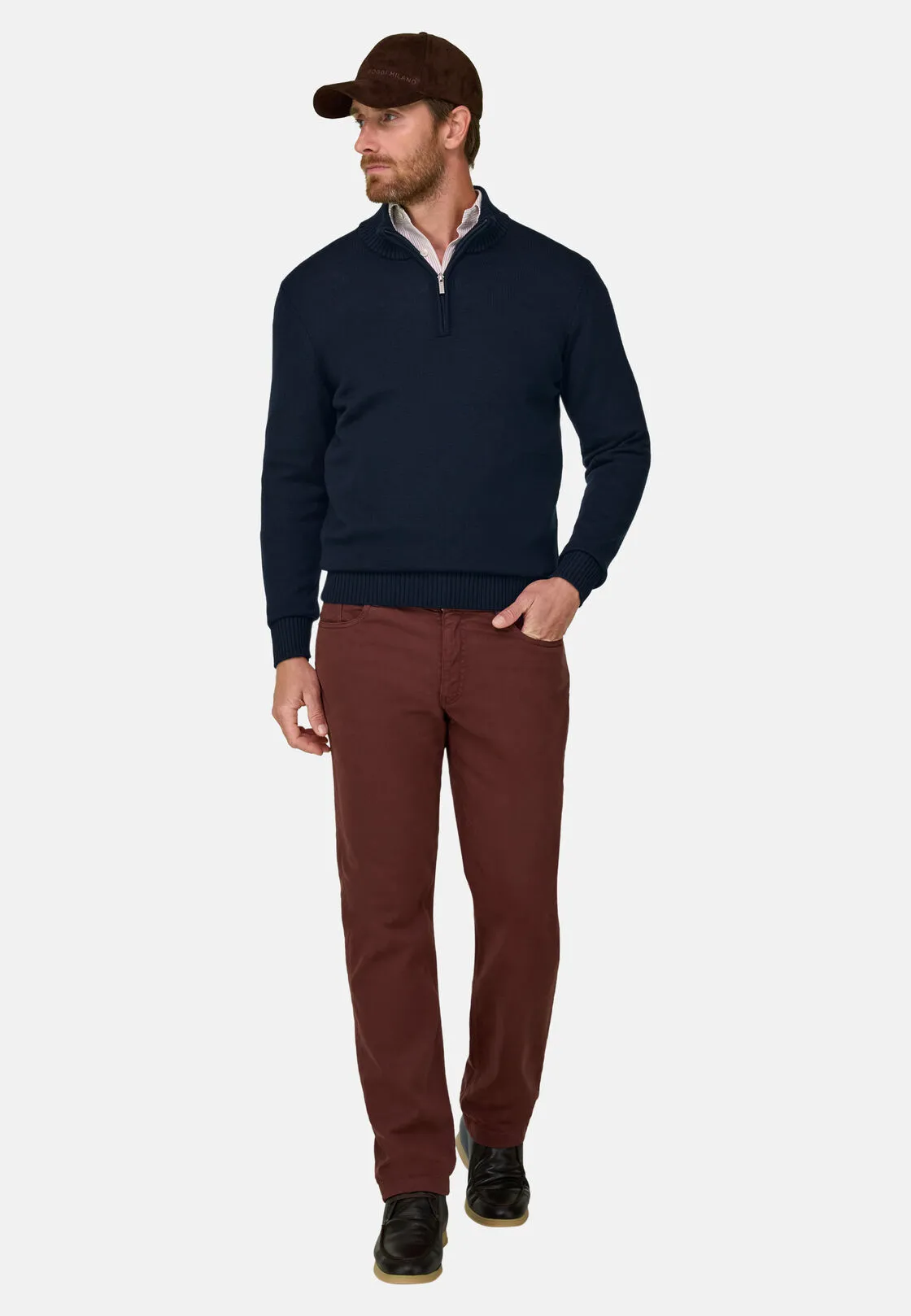 Boggi, Lupetto Mezza Zip In Lana Merino Superfine, Uomo, Navy, Taglia: XXL - immagine 2