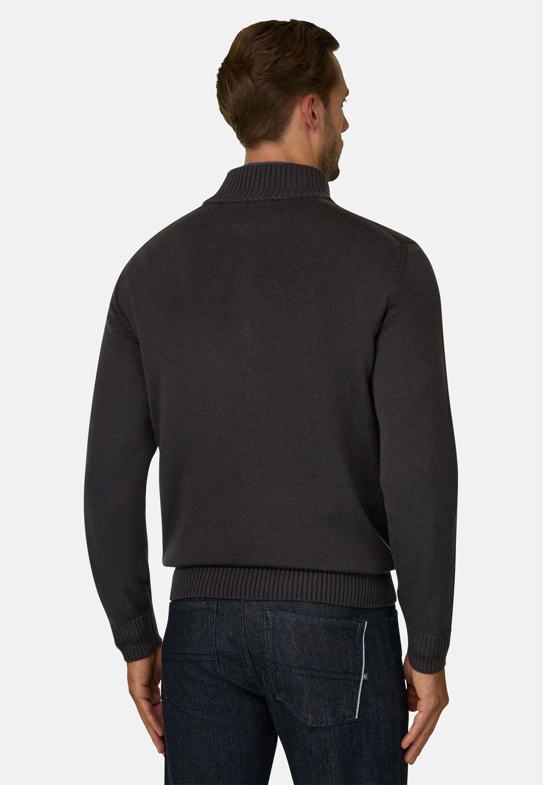 Boggi, Lupetto Mezza Zip In Lana Merino Superfine, Uomo, Marrone scuro, Taglia: M - immagine 4