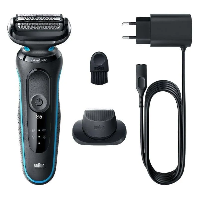 Rasoio Elettrico Viso Braun Series 5 51-M1200s Senza Filo 50min Funzionamento a Umido 3 Lame Rifinitore Precisione - immagine 1