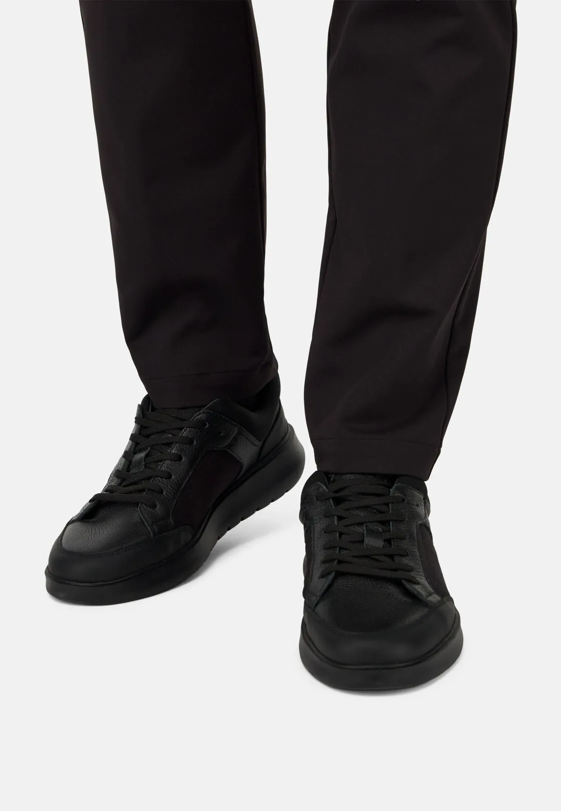 Boggi, Sneakers Nimbus In Pelle E Tessuto Tecnico, Uomo, Nero, Taglia: 42-8 - immagine 2
