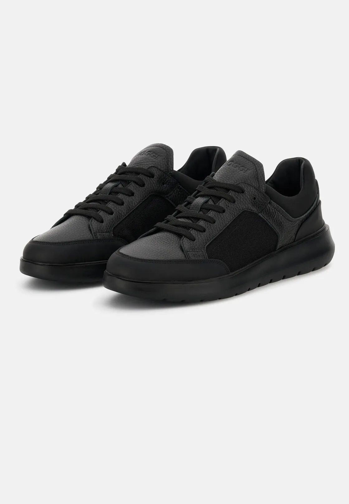 Boggi, Sneakers Nimbus In Pelle E Tessuto Tecnico, Uomo, Nero, Taglia: 46-12 - immagine 3