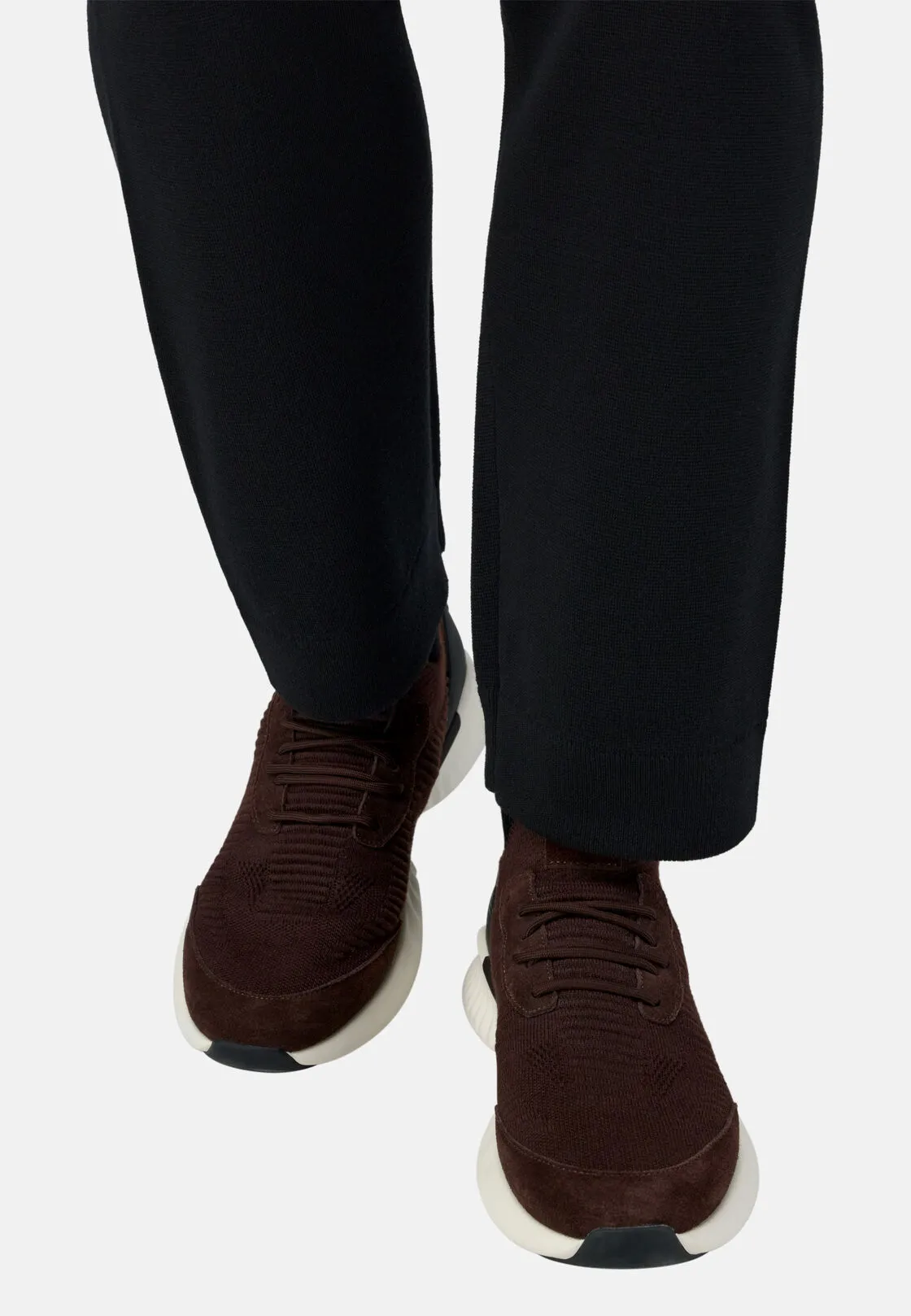 Boggi, Sneakers Willow In Filato Misto Lana, Uomo, Marrone scuro, Taglia: 41-7 - immagine 2