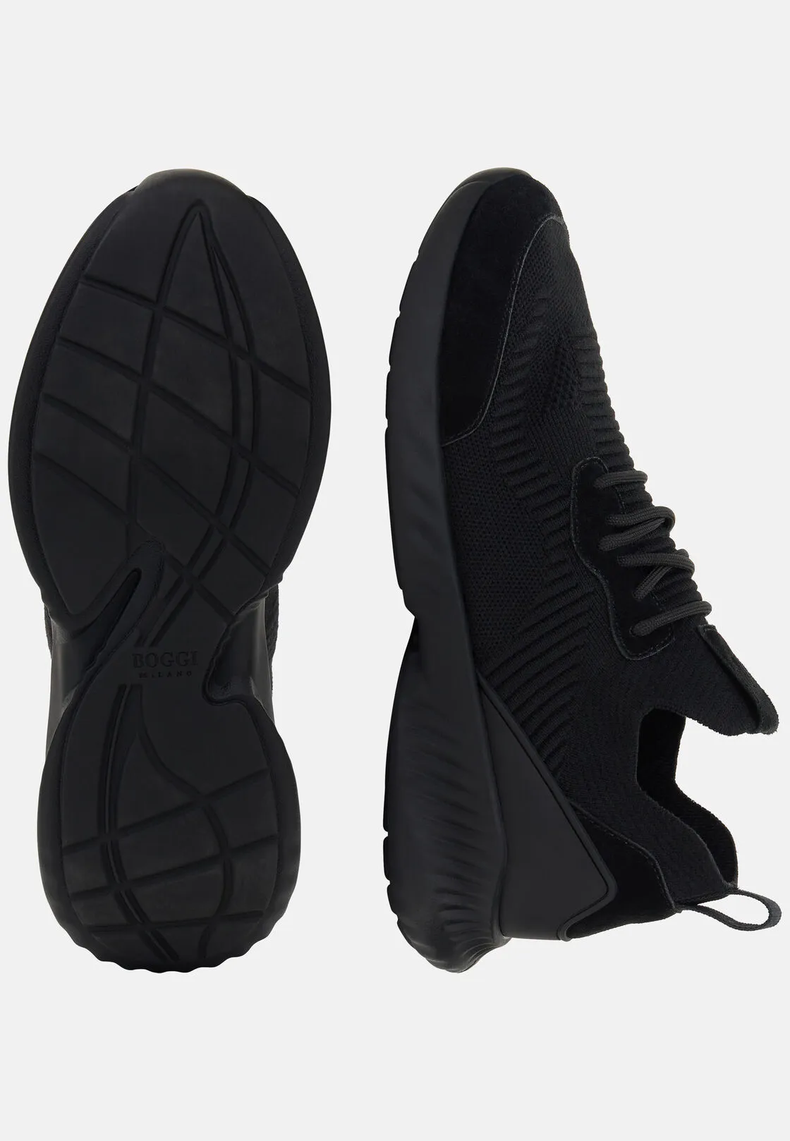 Boggi, Sneakers Willow In Filato Misto Lana, Uomo, Nero, Taglia: 43-9 - immagine 4