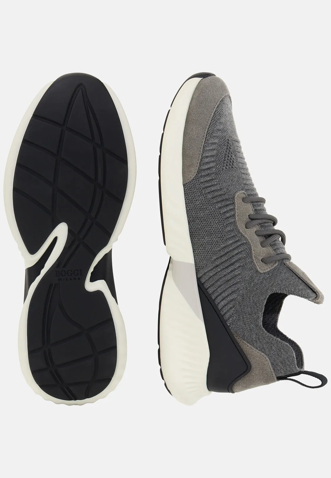 Boggi, Sneakers Willow In Filato Misto Lana, Uomo, Grigio, Taglia: 41-7 - immagine 4