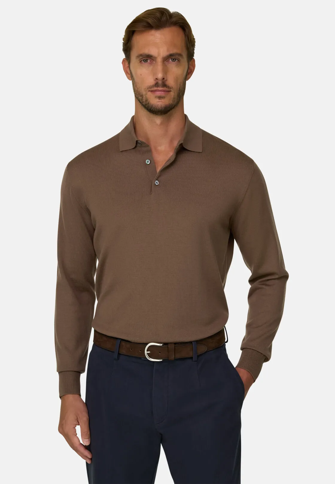 Boggi, Polo Di Maglia In Merino Extrafine, Uomo, Marrone, Taglia: S - immagine 1