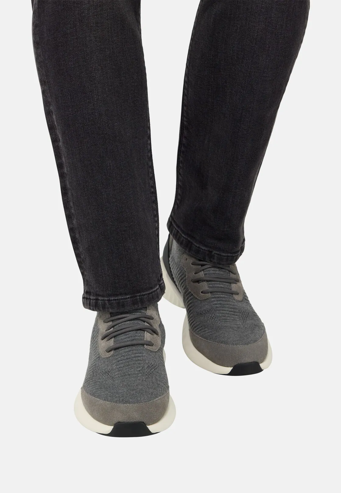 Boggi, Sneakers Willow In Filato Misto Lana, Uomo, Grigio, Taglia: 43-9 - immagine 2