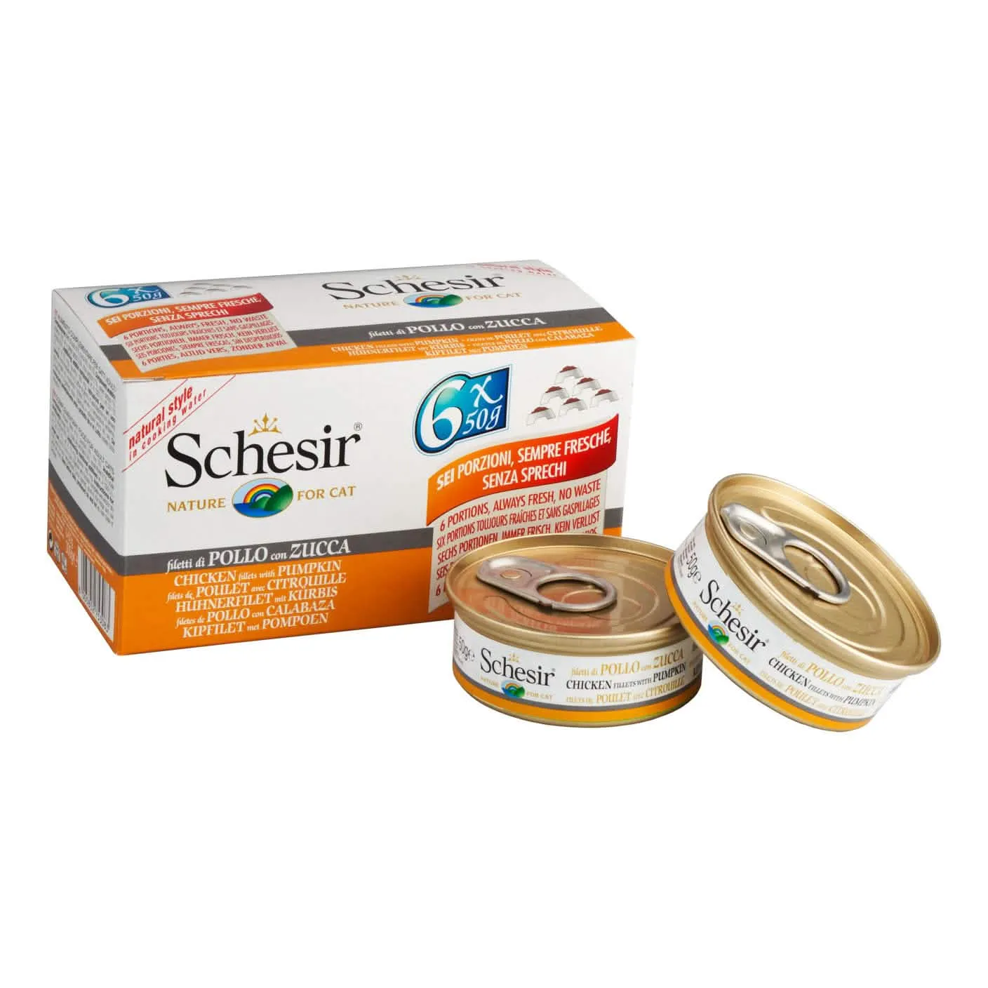 Schesir cat filetti di pollo con zucca multipack 6x50 g - immagine 1