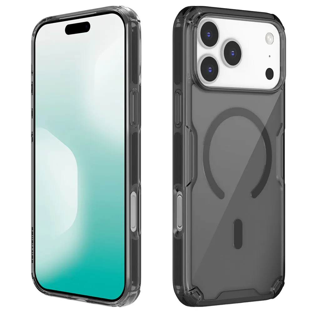 Custodia MagSafe per Apple iPhone 18 Pro Max / 17 Pro Max, Nillkin, Nature Pro, Nera Trasparente - immagine 1