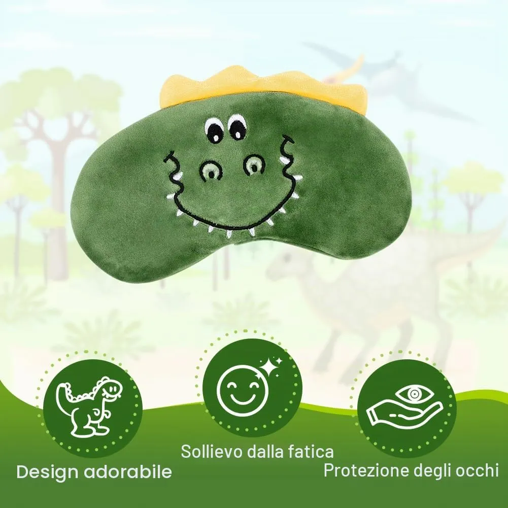 Alaoo Cuscino da Viaggio per Bambini, con Benda sull'occhio,Dinosauro - immagine 6