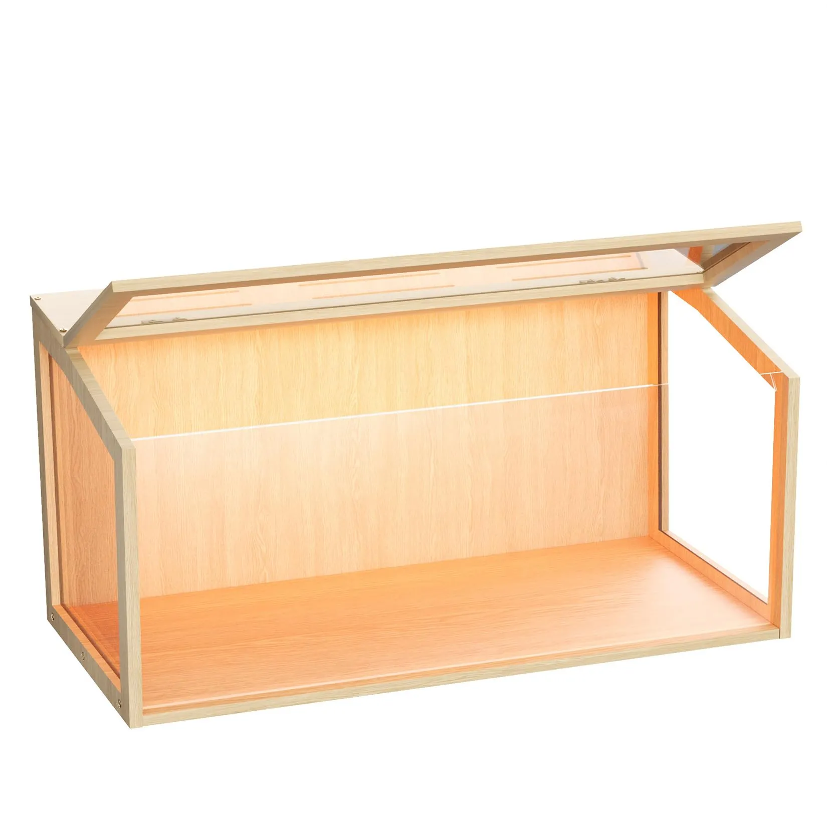 Gabbia per Criceti 80x40x40cm Grande in Legno e Vetro Temperato con Luce - immagine 6