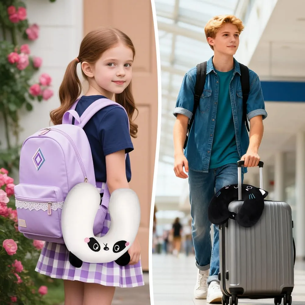 Alaoo Cuscino da Viaggio per Bambini, con Benda sull'occhio,Panda - immagine 7