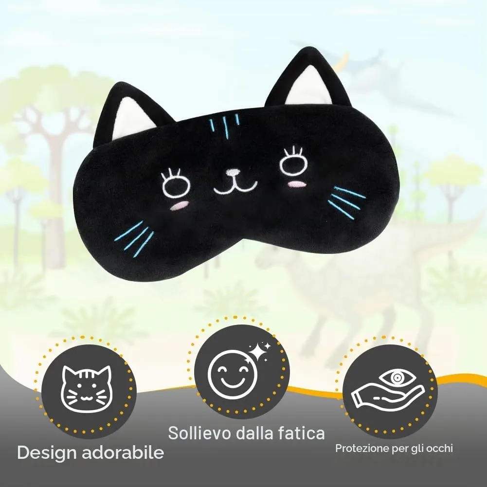 Alaoo Cuscino da Viaggio per Bambini, con Benda sull'occhio,Gatto Nero - immagine 6