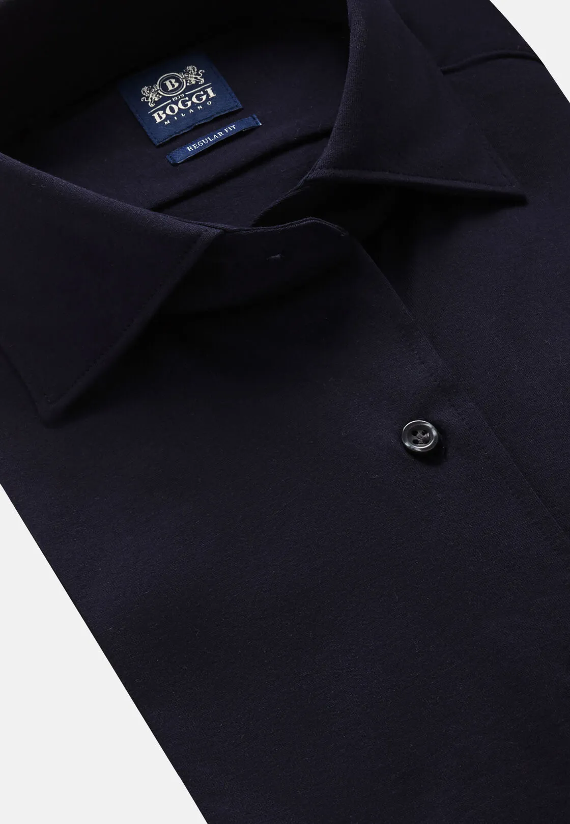 Boggi, Polo Camicia In Jersey Di Cotone Regular Fit, Uomo, Navy, Taglia: M - immagine 5