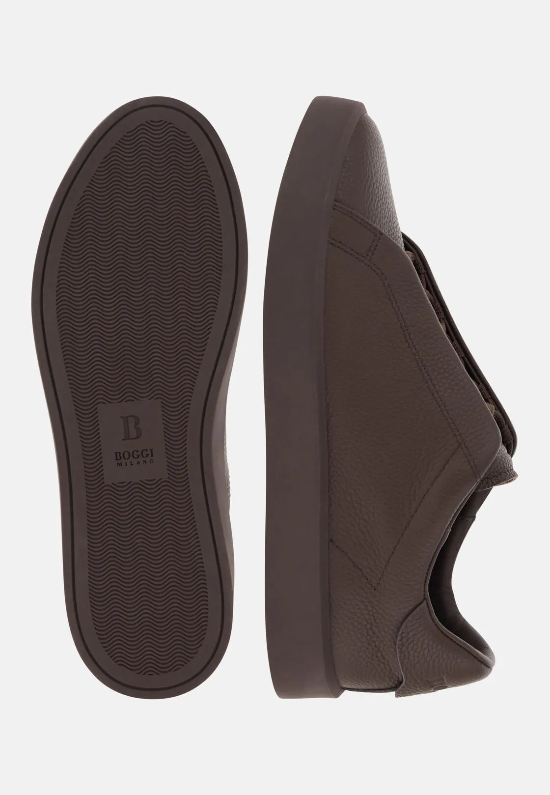 Boggi, Sneakers Essence In Pelle Bottalata, Uomo, Marrone scuro, Taglia: 41-7 - immagine 4