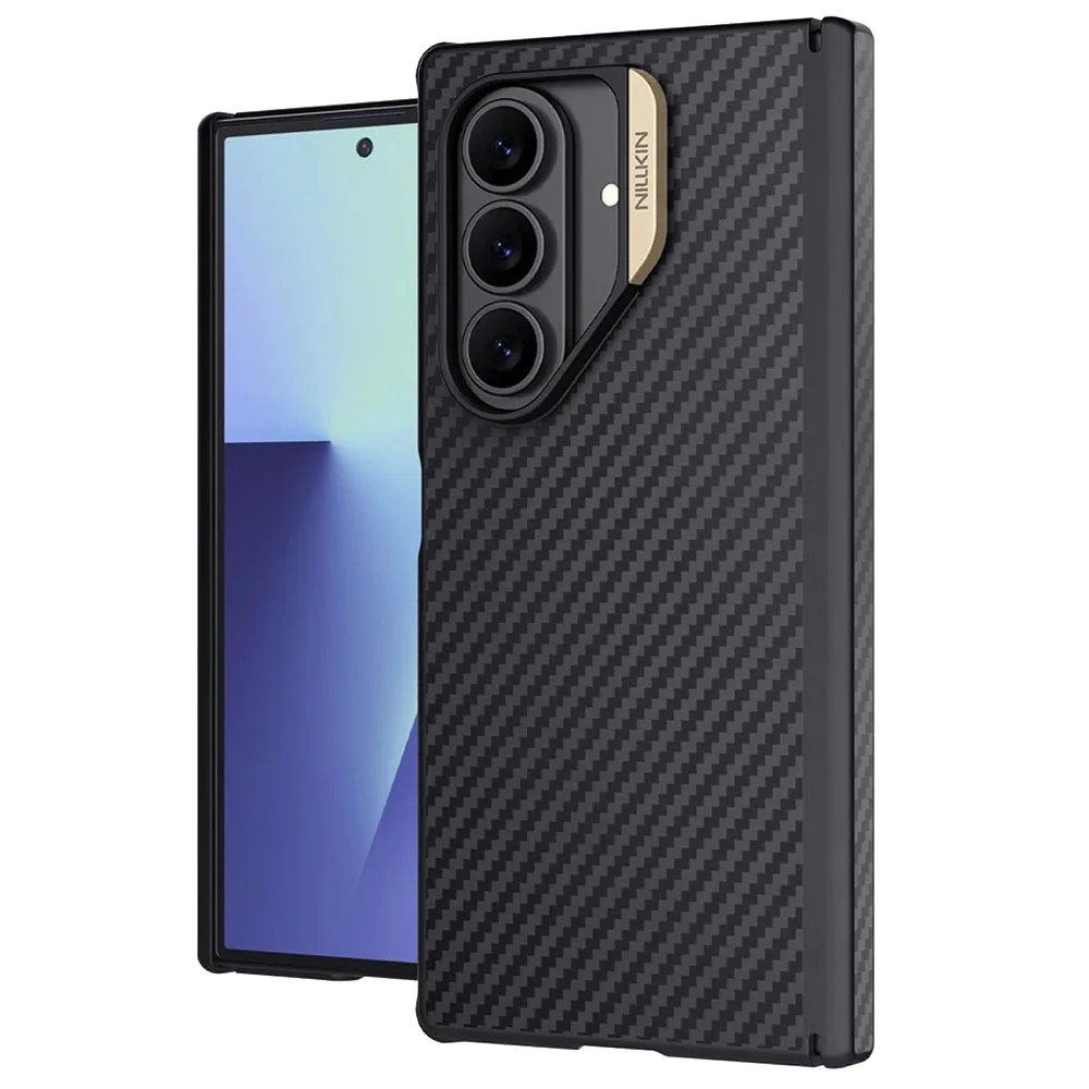 Custodia MagSafe per Samsung Galaxy Z Fold7 F966, Nillkin, Synthetic Fiber Pro, Nero Dorato - immagine 1