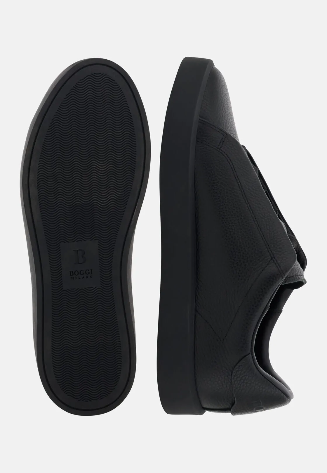 Boggi, Sneakers Essence In Pelle Bottalata, Uomo, Nero, Taglia: 45-11 - immagine 4