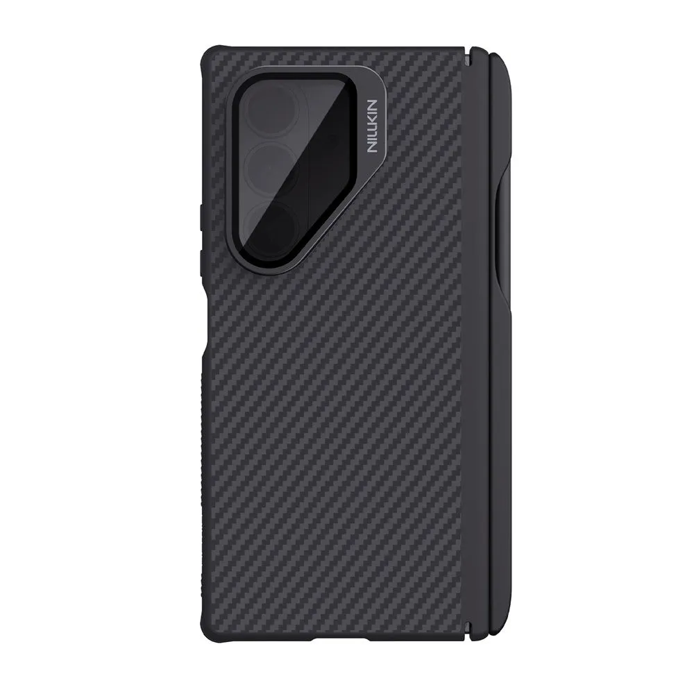 Custodia MagSafe per Samsung Galaxy Z Fold7 F966, Nillkin, CarboProp con copertura obiettivo nera trasparente e supporto per S-Pen, Nera - immagine 1