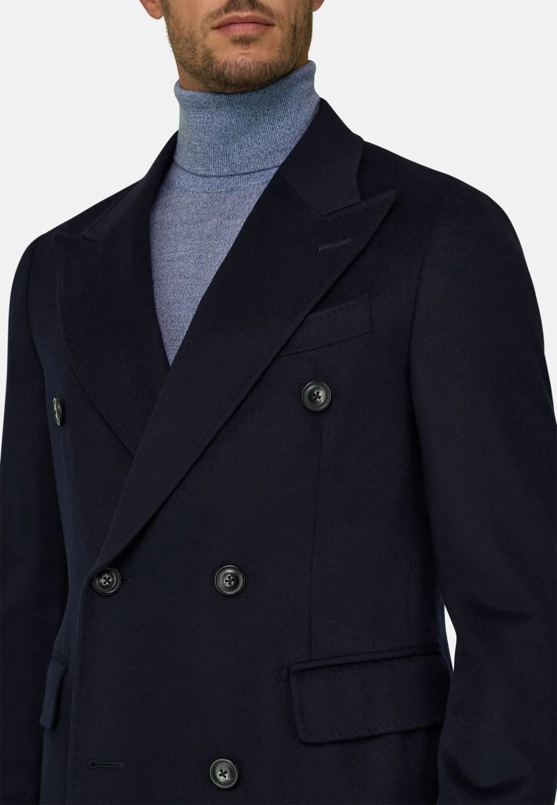 Boggi, Cappotto In Puro Cashmere Doppio Petto, Uomo, Navy, Taglia: 48 - immagine 5