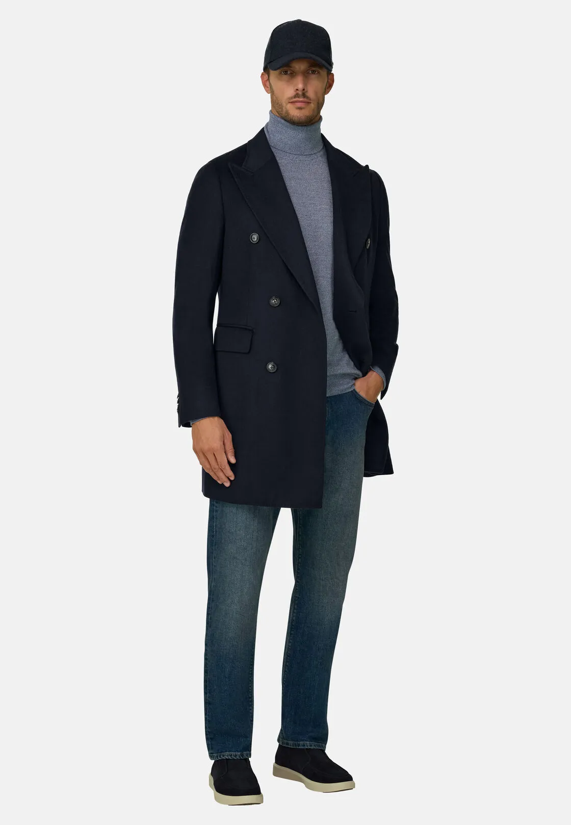 Boggi, Cappotto In Puro Cashmere Doppio Petto, Uomo, Navy, Taglia: 52 - immagine 2