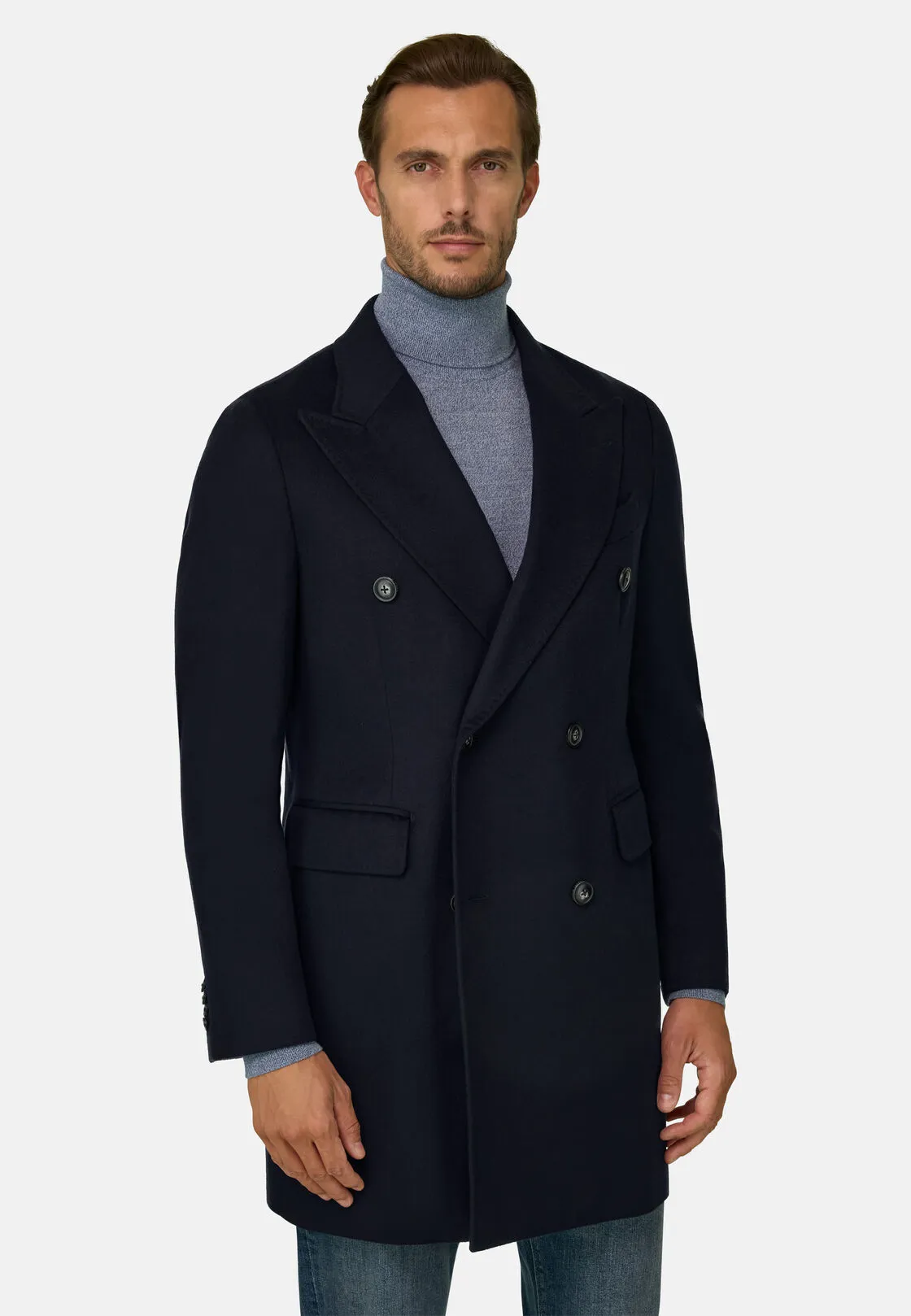 Boggi, Cappotto In Puro Cashmere Doppio Petto, Uomo, Navy, Taglia: 54 - immagine 1