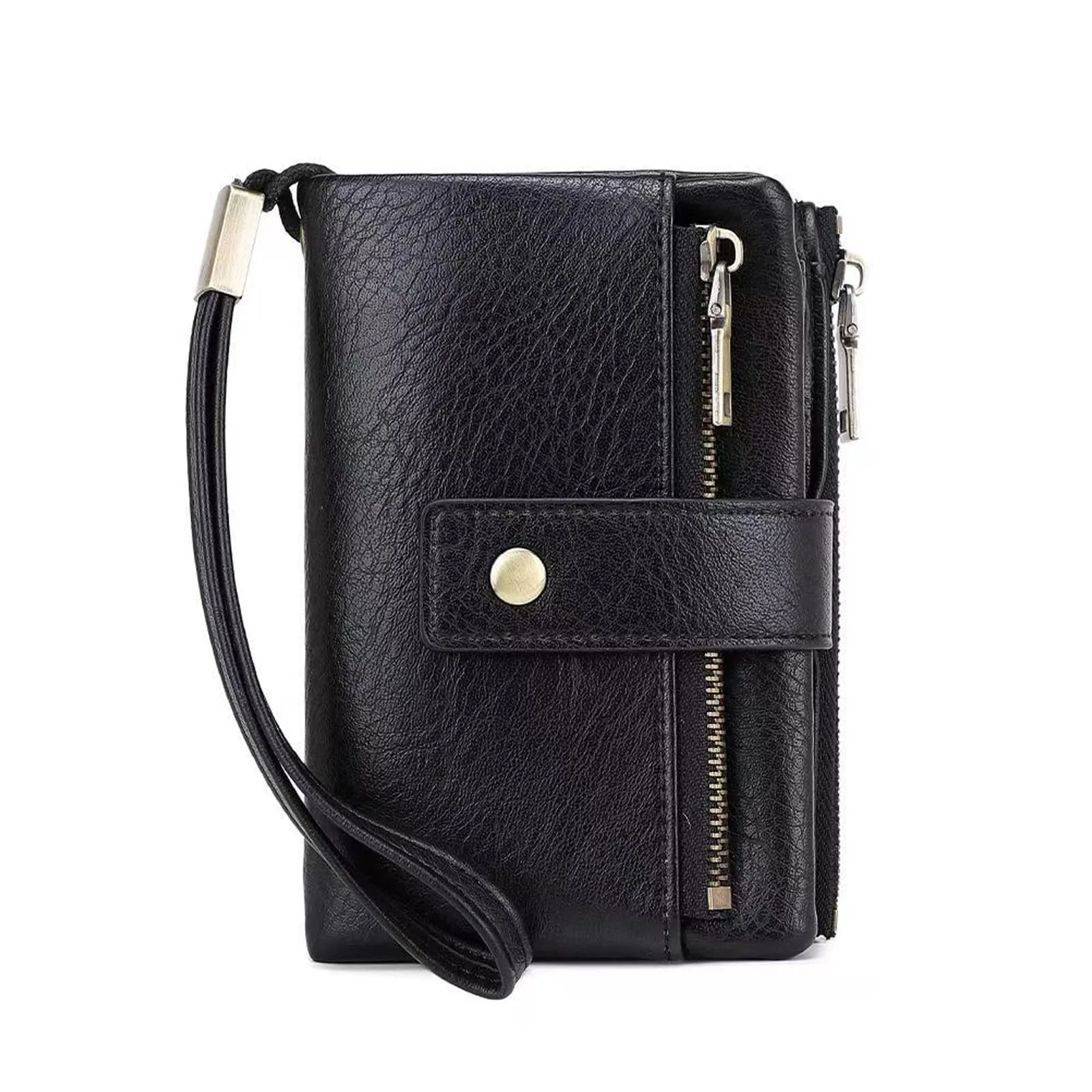 CHAOFANXI Portafoglio Medio Donna in Pelle con Blocco RFID,Grande capacità Portamonete Donna con 15 Porta Credito Carte, Scomparto per Monete e Tracolla Staccabile,Nero - immagine 1