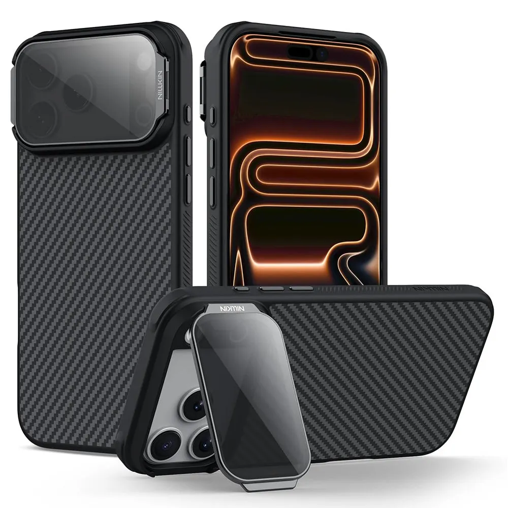 Custodia MagSafe per Apple iPhone 18 Pro / 17 Pro, Nillkin, CarboProp con copertura obiettivo nera trasparente, Nera - immagine 1