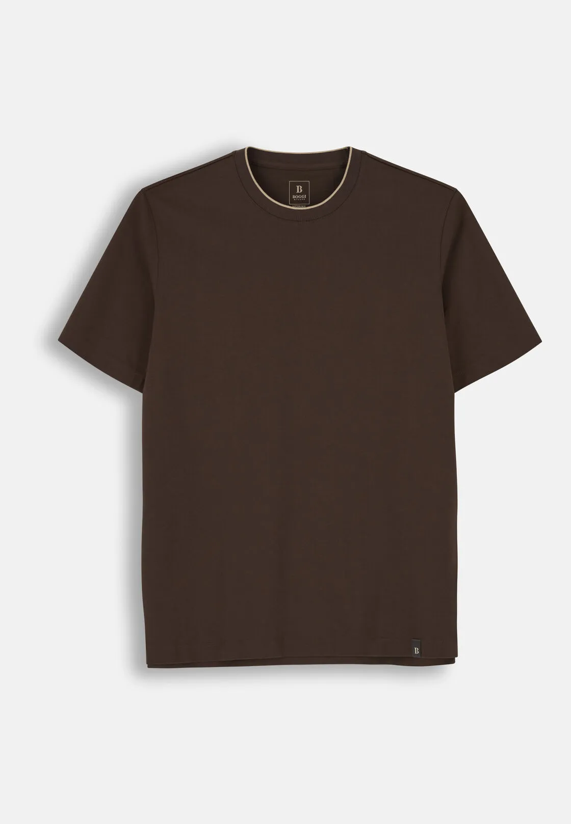 Boggi, T-shirt In Jersey Di Cotone E Seta, Uomo, Marrone scuro, Taglia: M - immagine 5