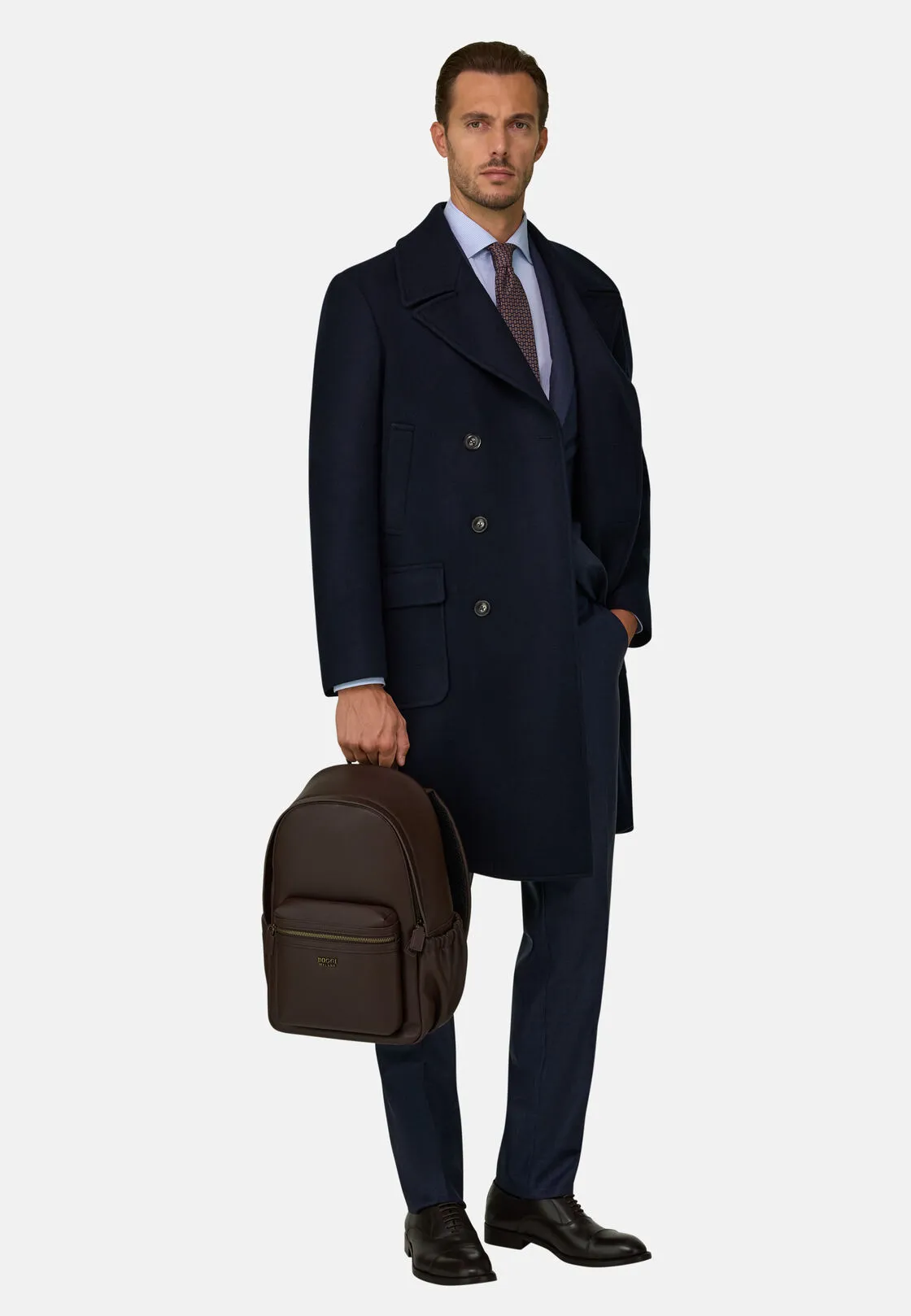 Boggi, Cappotto Doppio Petto In Lana, Uomo, Navy, Taglia: 52 - immagine 2