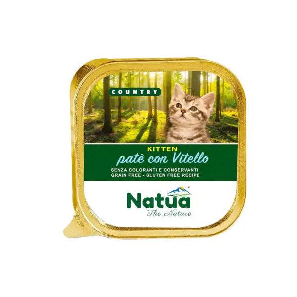 Natua Country Cat Kitten Patè Grain Free 100 gr Vitello - confezione da 34 pezzi - Cibo umido per gatti - immagine 1