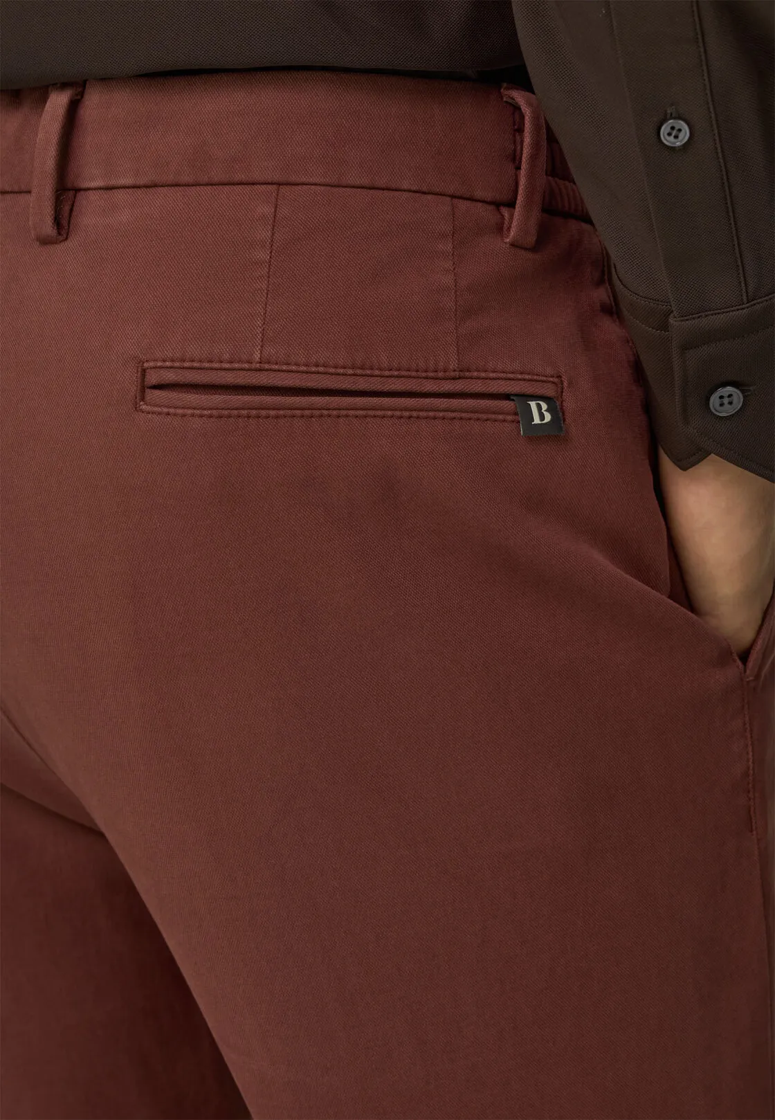 Boggi, Pantaloni In Cotone Tencel Elasticizzato, Uomo, Rouge, Taglia: 34 - immagine 3