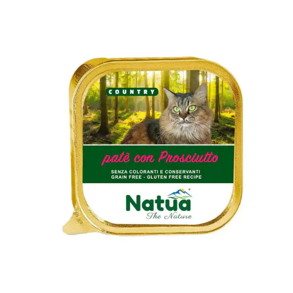 Natua Country Cat Adult Patè Grain Free 100 gr Prosciutto - confezione da 34 pezzi - Cibo umido per gatti - immagine 1