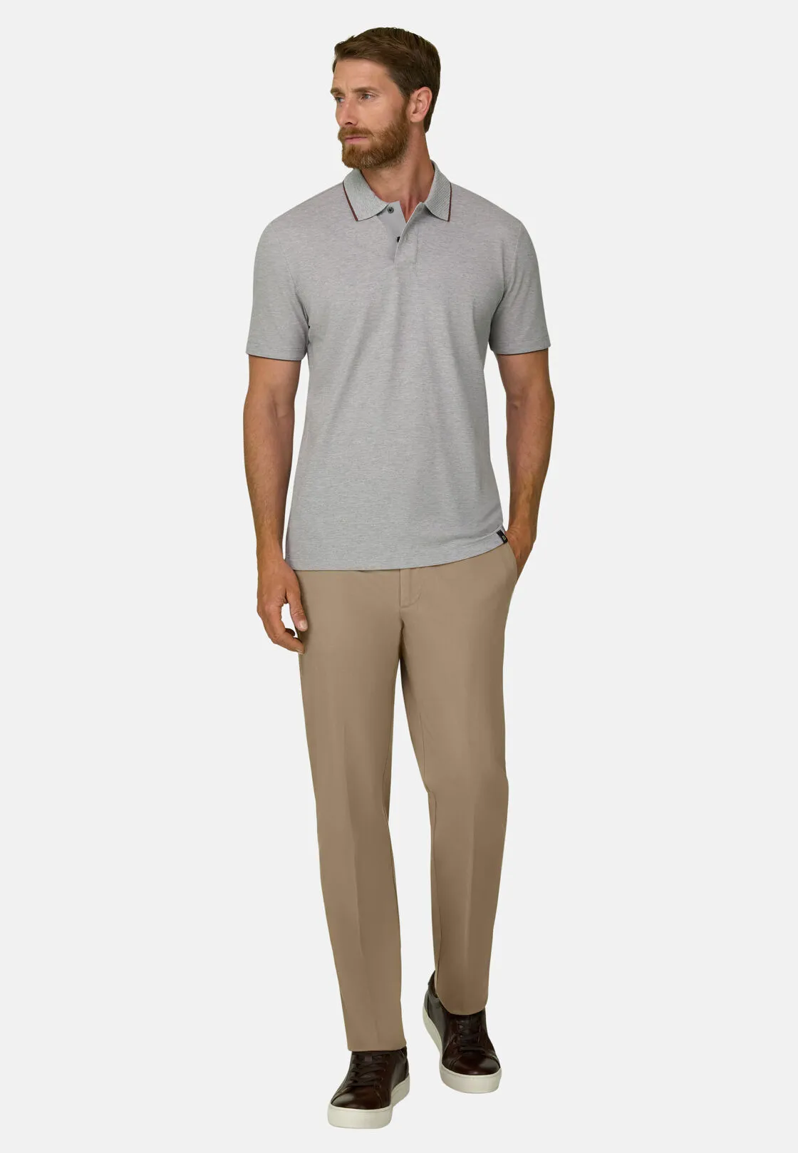 Boggi, Pantaloni In Cotone Tencel Elasticizzato, Uomo, Taupe, Taglia: 29 - immagine 2