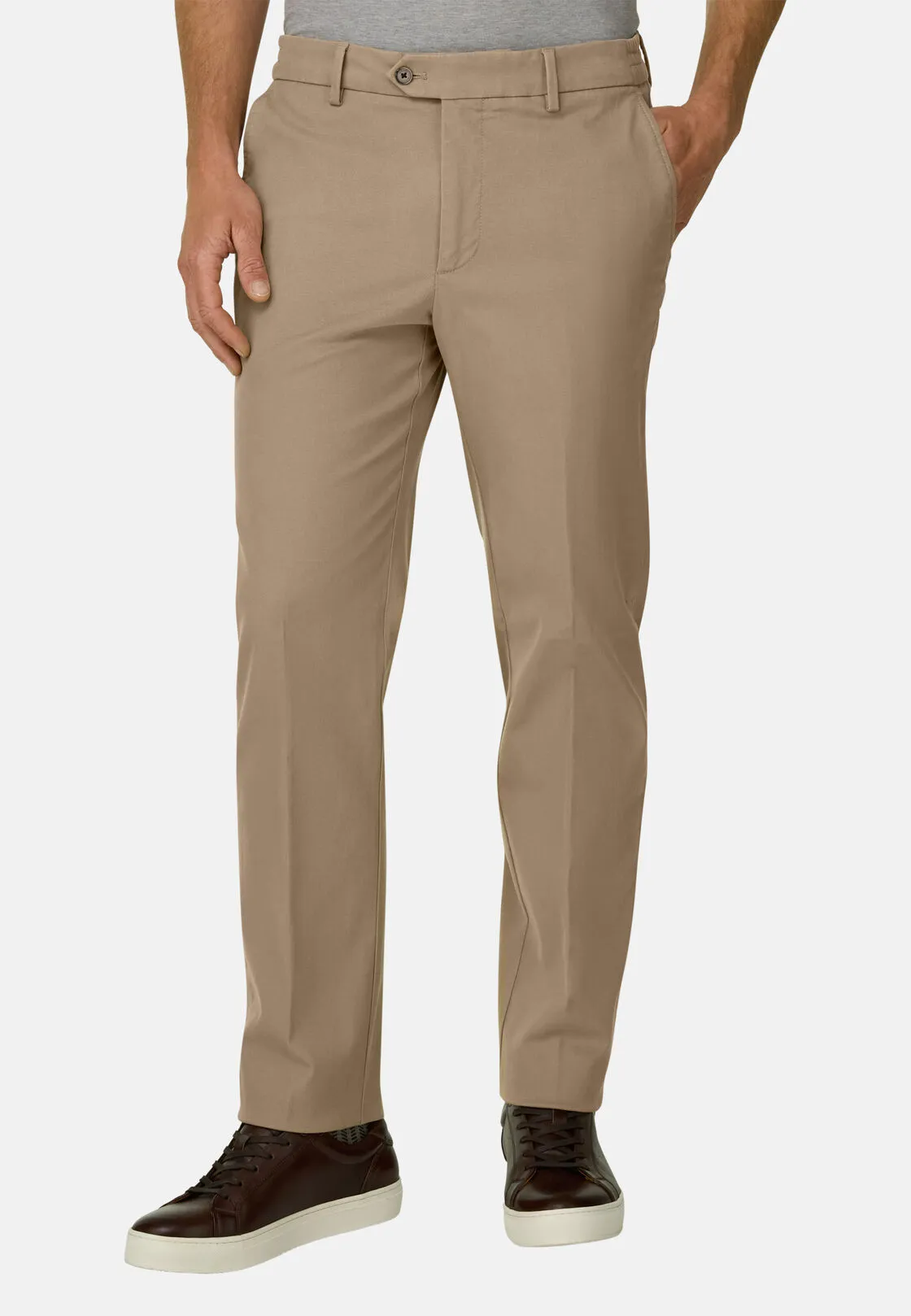 Boggi, Pantaloni In Cotone Tencel Elasticizzato, Uomo, Taupe, Taglia: 36 - immagine 1