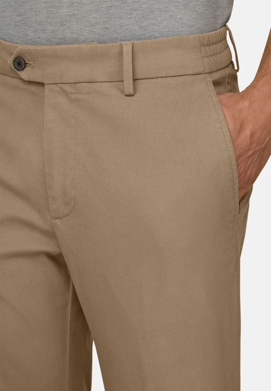 Boggi, Pantaloni In Cotone Tencel Elasticizzato, Uomo, Taupe, Taglia: 36 - immagine 3