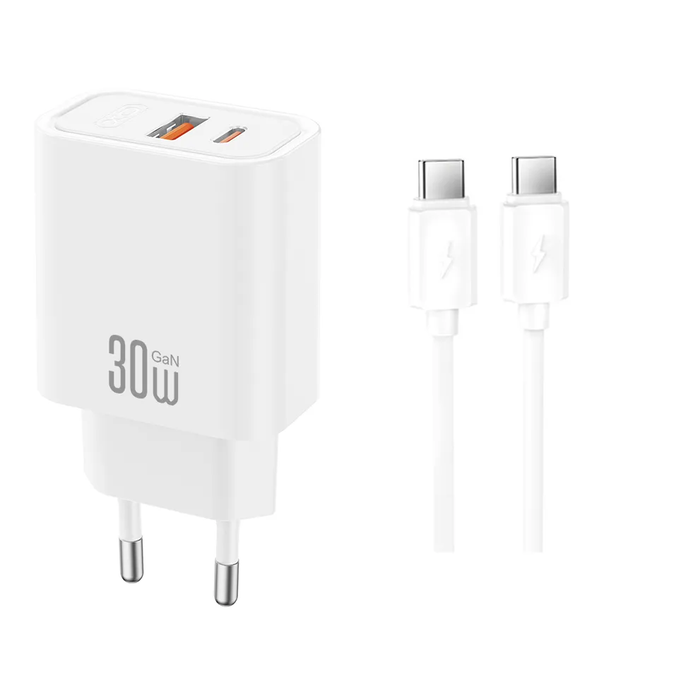 Caricatore da Rete con Cavo USB-C XO Design CE42, 30W, 3A, 1 x USB-A - 1 x USB-C, Bianco - immagine 1