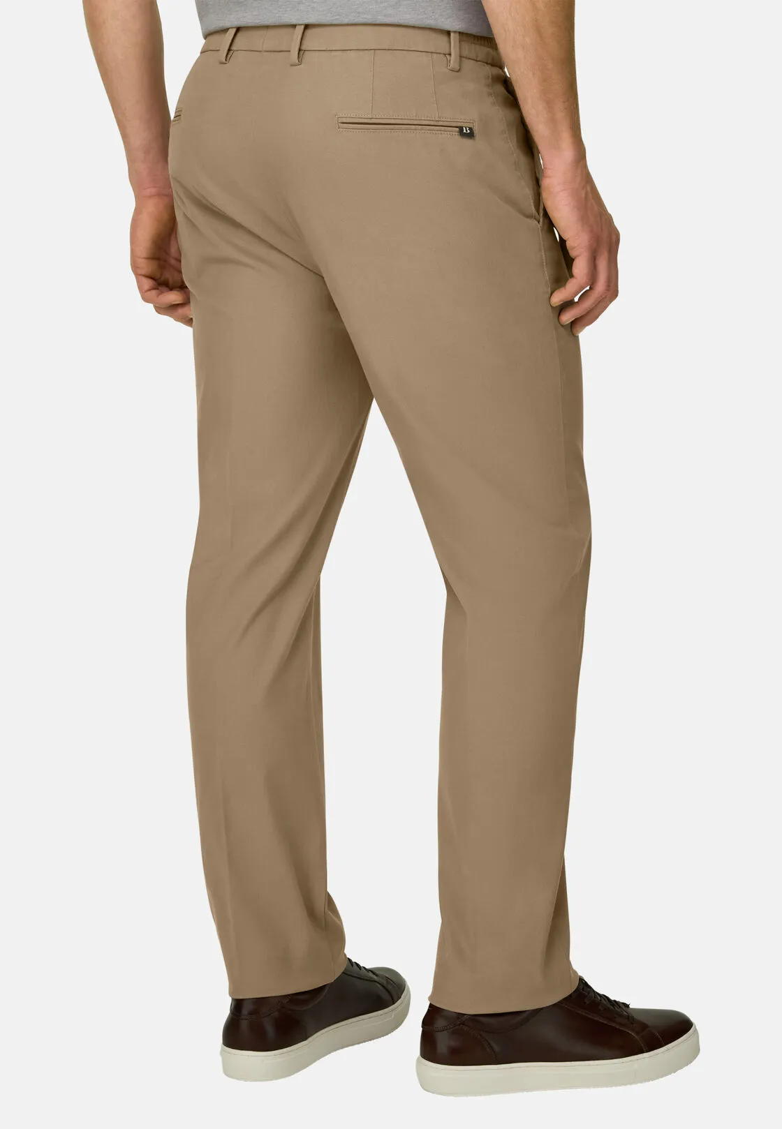 Boggi, Pantaloni In Cotone Tencel Elasticizzato, Uomo, Taupe, Taglia: 40 - immagine 5