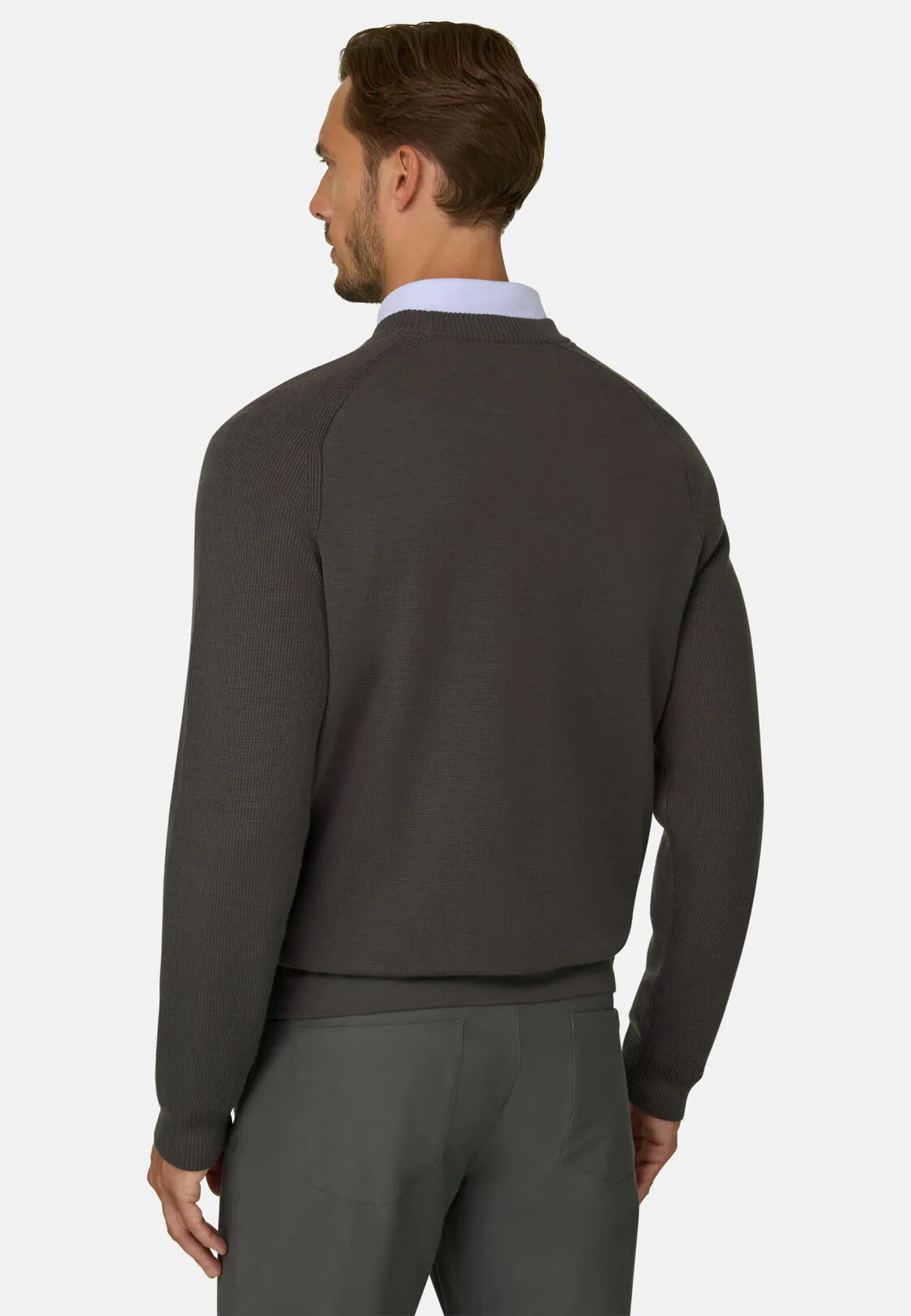 Boggi, Girocollo In Misto Lana Merino Wooltech, Uomo, Militare, Taglia: XL - immagine 4