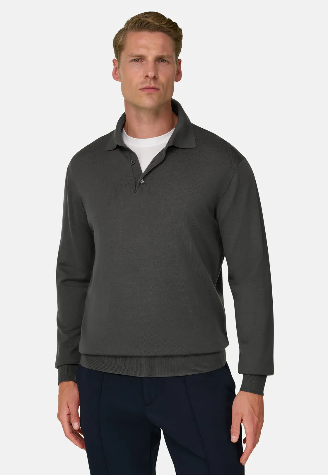 Boggi, Polo Di Maglia In Merino Extrafine, Uomo, Militare, Taglia: M - immagine 1
