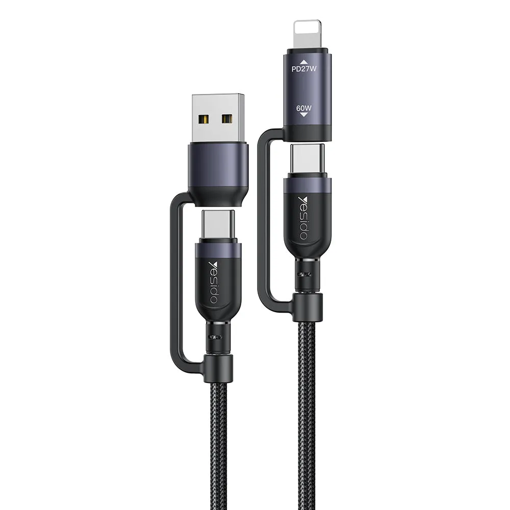 Cavo dati e ricarica USB-C / USB-A - USB-C / Lightning Yesido CA200, 60W, 1,2m, Nero - immagine 1