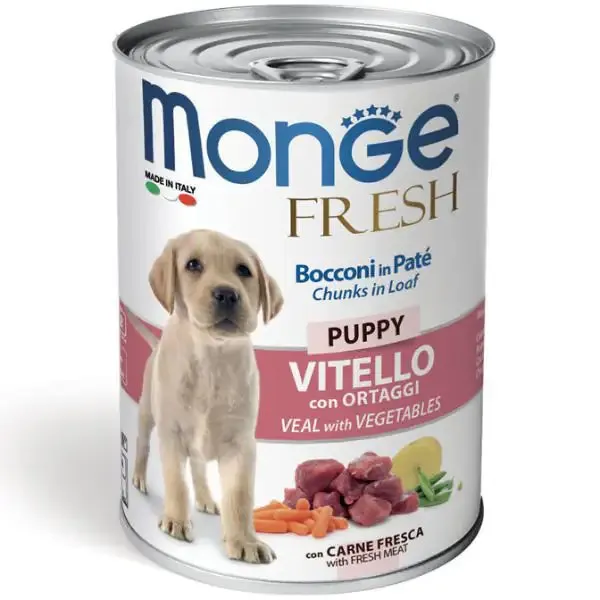 Monge Fresh Puppy Patè 400 gr Vitello con ortaggi - confezione da 6 pezzi - Cibo umido per cani - immagine 1