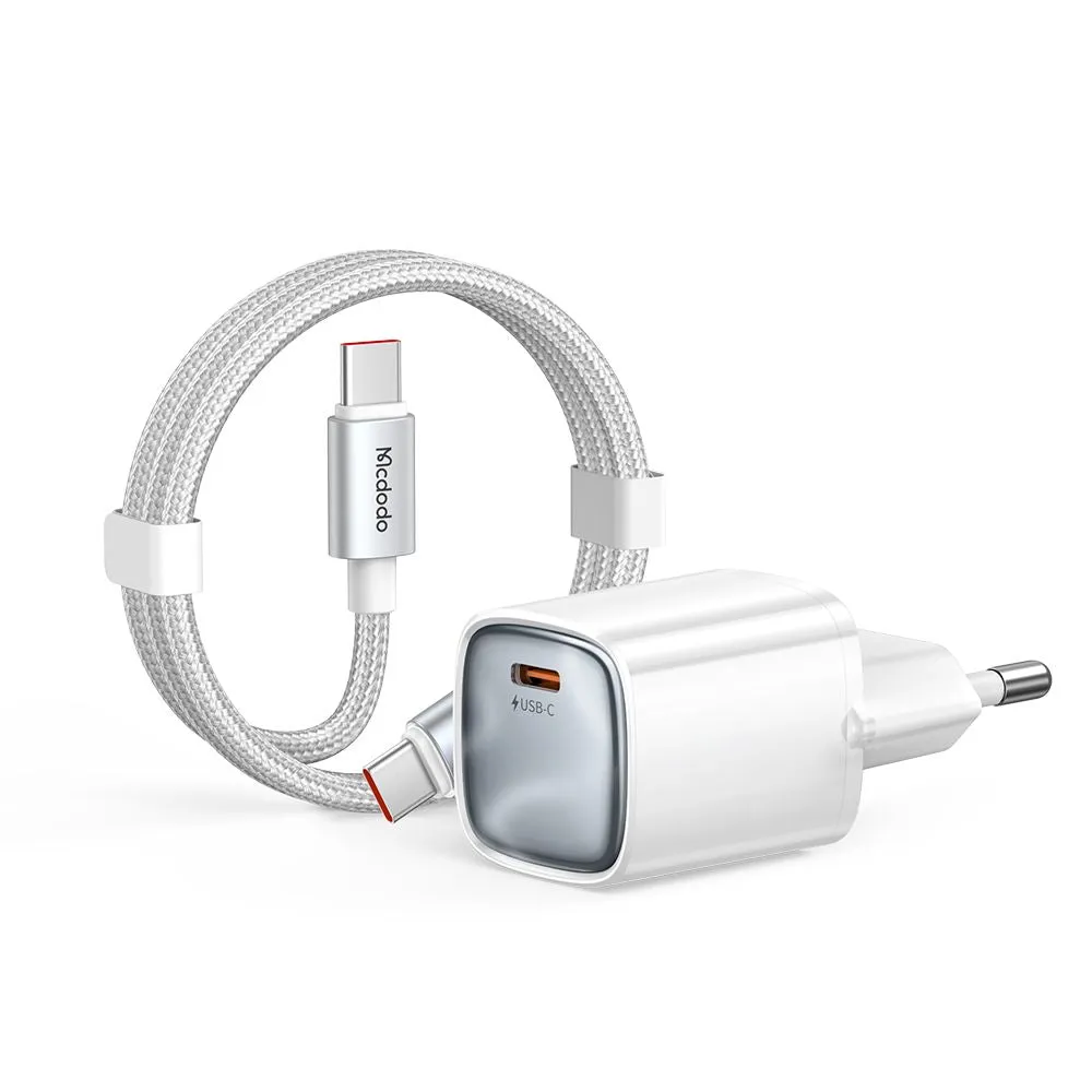 Caricatore da rete con cavo USB-C Mcdodo Nano CH-8263, 65W, 3,25A, 1 x USB-C, Bianco - immagine 1