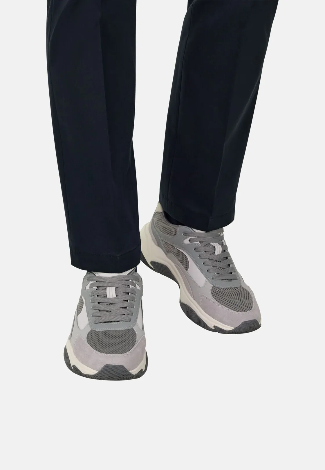 Boggi, Sneakers Storm In Pelle E Tessuto Tecnico, Uomo, Grigio, Taglia: 42-8 - immagine 2