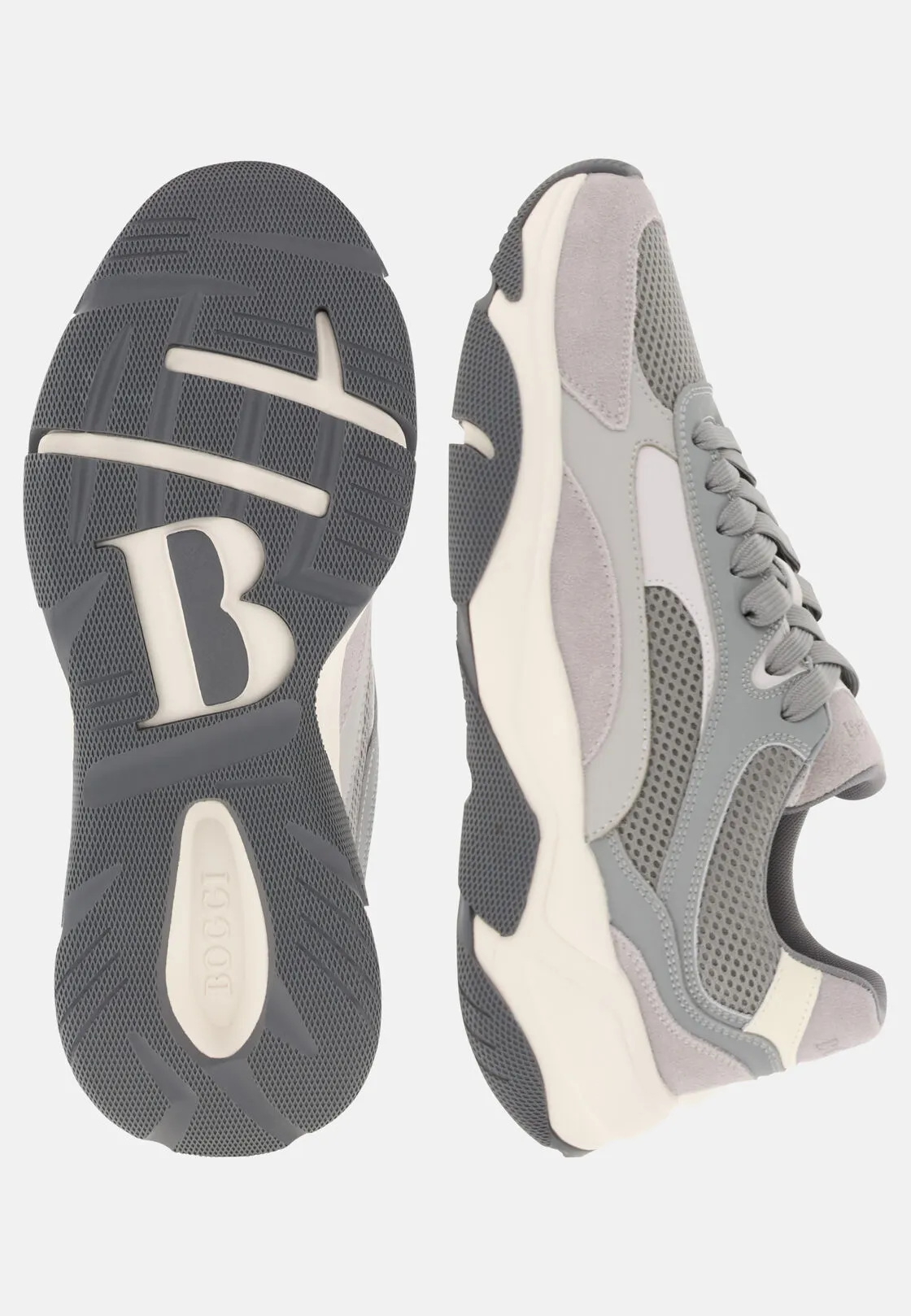 Boggi, Sneakers Storm In Pelle E Tessuto Tecnico, Uomo, Grigio, Taglia: 43-9 - immagine 4