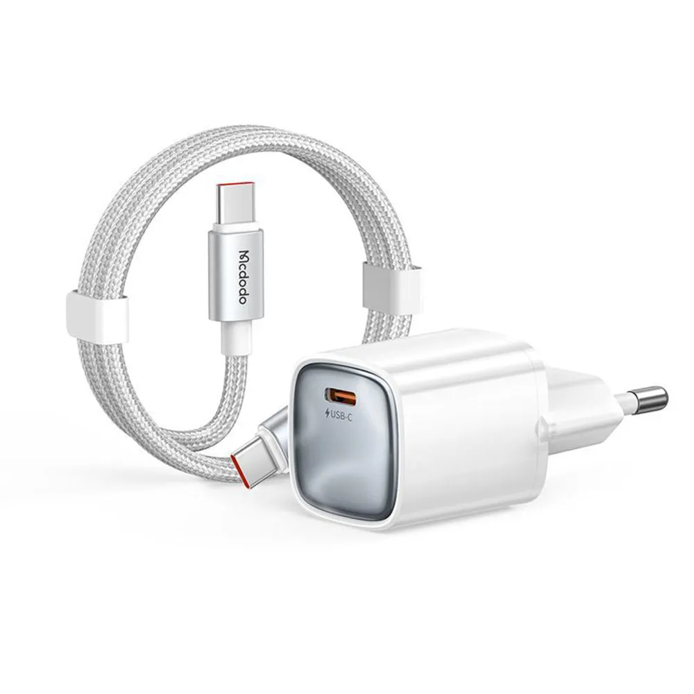 Caricatore da Rete con Cavo USB-C Mcdodo Nano CH-4432, 45W, 3A, 1 x USB-C, Bianco - immagine 1