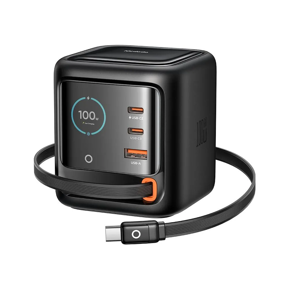Caricatore Stazione Con Cavo USB-C Mcdodo FreeGo CH-1391 Display, 100W, 5A, 1 x USB-A - 2 x USB-C, Nero - immagine 1