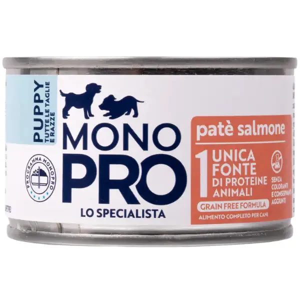 Monopro lo specialista Puppy All Breeds Patè Grain Free 150 gr Salmone - Umido monoproteico cane - immagine 1